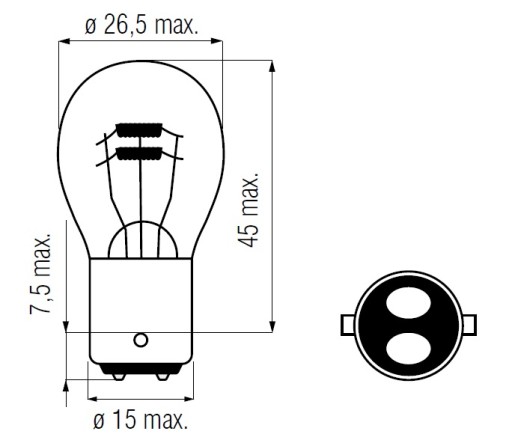 Žiarovka 12V 21/5W BAY15D Bosma doraz RED BOS