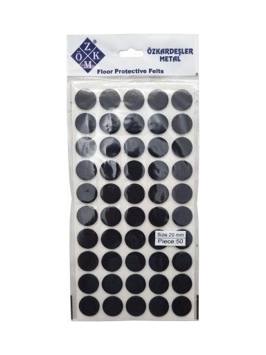 Plstené podložky na okrúhle stoličky, čierne, okrúhle, 2 cm - 50 ks.