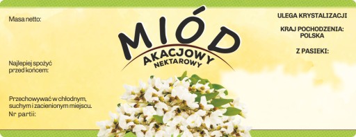 Veľká etiketová nálepka na akáciový med, 100 ks