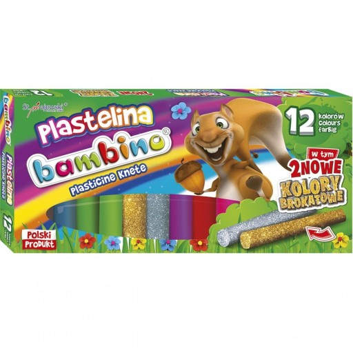 Bambino plastelína 12 farieb zlatá strieborná okrúhla