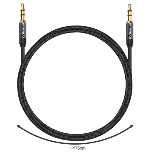 Silný opletený kábel Aux Mini Jack 3,5 mm 1,75 m zlatý