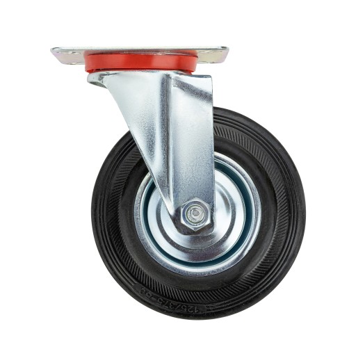 Otočné koliesko Gumové otočné koliesko na priskrutkovanie k vozíku 5″ 125 mm