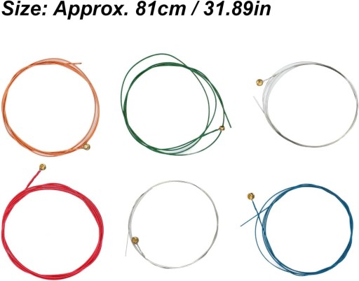 6ks gitarových strún 81cm/31,89in náhradné kovové gitarové struny