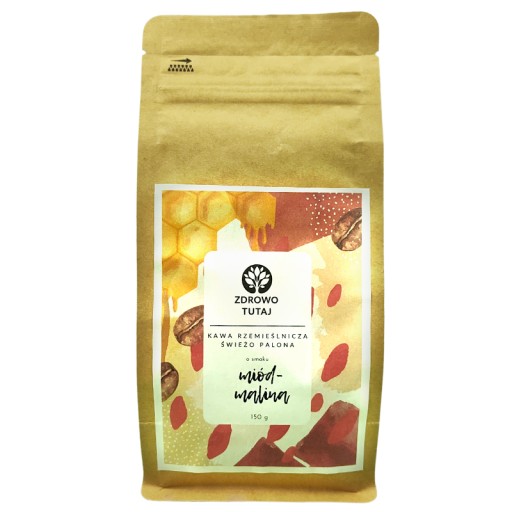 Zrnková káva Arabica s príchuťou MED-MALINA, čerstvo pražená, 150 g