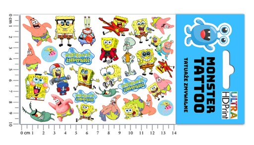 MEGA SADA NÁLEPOK SPONGEBOB Štvorcového tetovania