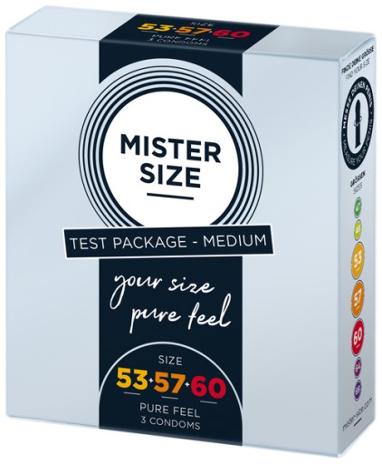 Mister Size Kondómy Kondómy Fit Veľkosť 53 mm 57 mm 60 mm 3ks