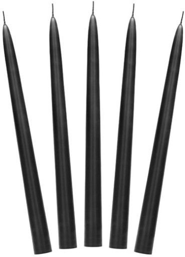 SVIEČKY ČIERNE KUŽENÉ STOLOVÉ SVIEČKY DLHÉ TRADIČNÉ SVADOBNÉ 24 CM 10 KS