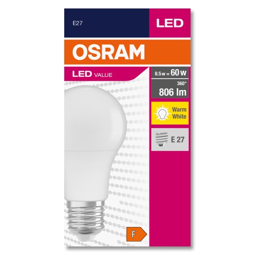 E27 LED žiarovka 8,5W 806lm 200° 2700K teplá biela HODNOTA OSRAM