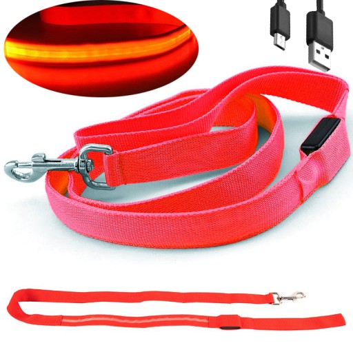 USB LED vodítko PSA 25mm, farebné, SVIETIACE, vychádzkové, zimné, jesenné, nočné, 1,2 m