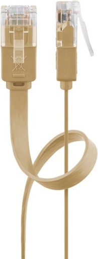 UTP CAT 6 plochý sieťový kábel RJ45, hnedý, 2 m