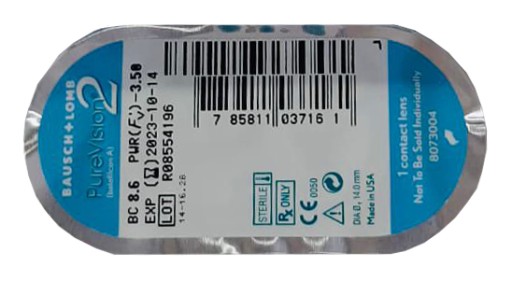 PURE VISION 2HD 1PC MESAČNÝ VÝKON KONTAKTNÝCH šošoviek -6,5 BAUSCH&LOMB