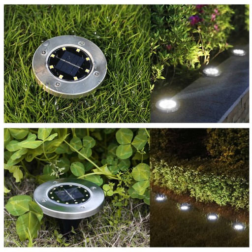 LED zemné solárne záhradné svietidlo IP44 Kotúčové solárne svietidlá