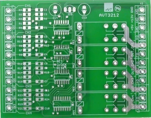 Systém domácej (polo)automatizácie - štvorkanálový ON/OFF modul, AVT3212 PCB