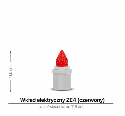 Elektrická LED vložka 11,5 cm červená ZE4 s 2x R14 LUX3 batériami
