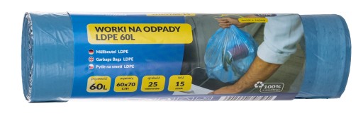 Vrecia na odpad s LDPE páskou 60l (15 kusov v rolke)