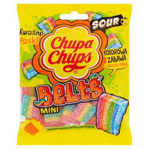 CHUPA CHUPS želé prúžky s kyslou ovocnou príchuťou Mini Belts 90g