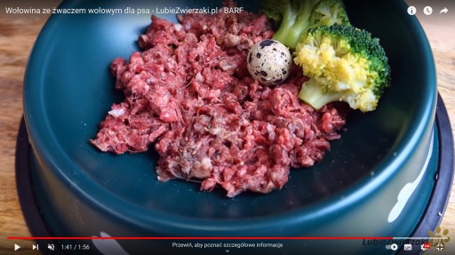Surové mrazené mäso pre psov, mokré hovädzie a bachorový proteín BARF 1kg