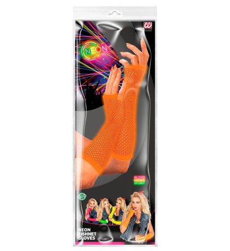 Sieťované rukavice ORANGE Neon DISCO 80. roky 20. storočia