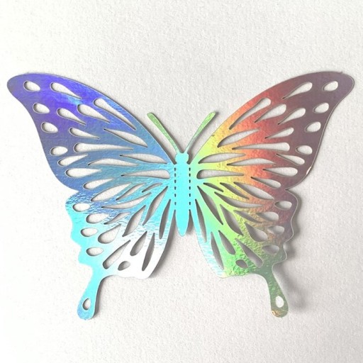 Strieborný hologram motýľa 3D samolepky na stenu s motýľom na svadobnú hostinu