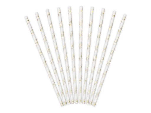 Papierové slamky, zlaté, 19,5 cm (1 balenie / 10 ks)