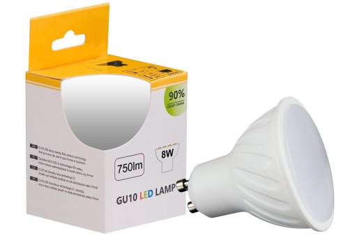 GU10 LED žiarovka 8W 2900K TEPLÁ BIELA 750lm 120° Efektívny PREMIUM CCD
