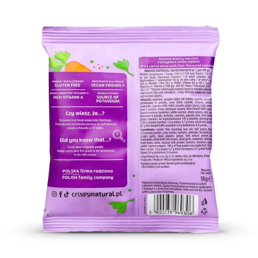 CRISPY NATURAL Mrkva s thajskou príchuťou, 18G