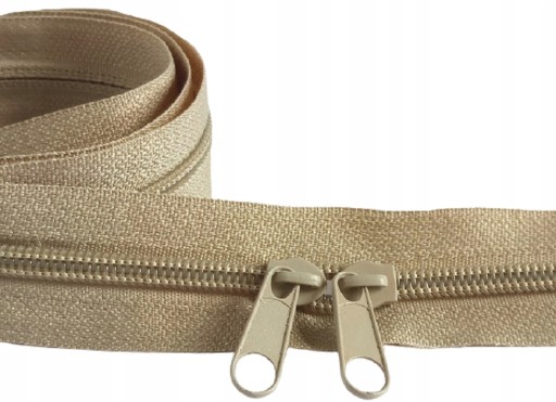 Špirálový zips 5 mm zips BÉŽOVÝ 5 metrov + 10 zipsov