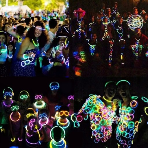 Svietiace náramky, čelenky, fluorescenčné tyčinky, 10 ohnivých tyčiniek