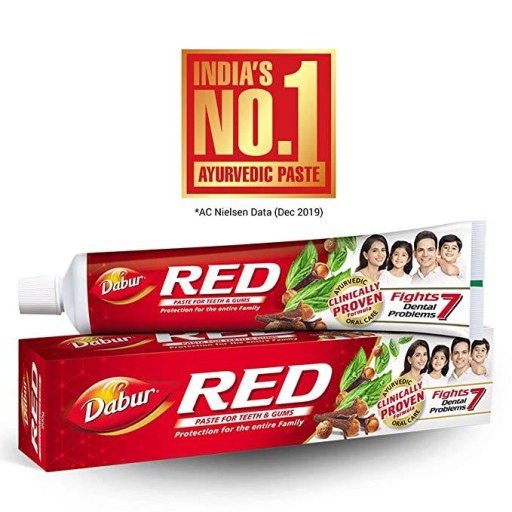 Ostrá, veľká ČERVENÁ zubná pasta 200g Dabur
