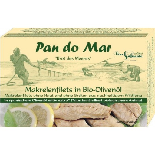 MAKERELOVÉ FILETKY V BIO EXTRA PANENKOM OLIVOVOM OLEJU 120 g (90 g) - PAN DO MAR