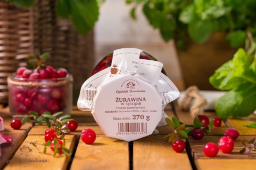 BRUSINKY KYSLENÉ OVOCIE V SLADKOM SIRUPOVOM SIROPE 270g Ogródek Dziadunia