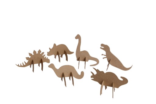 Sada 3D kartónových tvarov dinosaurov pre kreatívnu a zábavnú prácu
