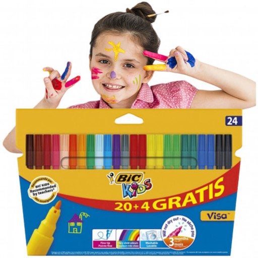 UMÝVAJÚCE ŠKOLSKÉ VÝLETY BIC KIDS ZNAČOVAČE VÍZA 24 FARIEB