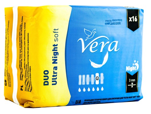 Ultra NIGHT Soft Duo podložky na noc VERA 16 kusov