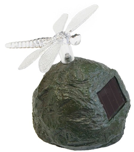 LED solárne svietidlo BUTTERFLY DRAGONFLY na kameni RGB P-605