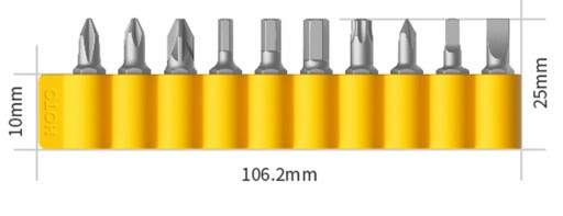 Sada magnetických bitov HOTO 10 ks, oceľ S2 25mm