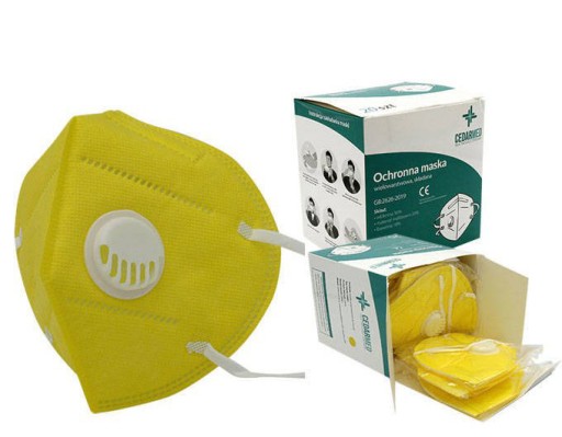 KN95 ochranná maska s ventilom/ventilom červená/žltá - 10 ks.