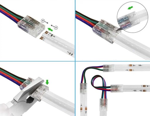 Konektor pre COB RGB LED pásy IP20 10mm, jednostranný konektor s káblom