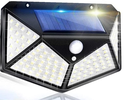 SOLÁRNE NÁstenné ULIČNÉ LAMPA S POHYBOVÝM SNÍMAČOM ZA SÚMRAK, GARDEN 100 LED