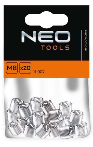 Vložky na opravu závitov M8, 20ks NEO 11-907