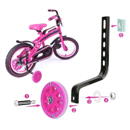 Oporné kolieska pre bicykel na učenie sa jazdy, univerzálne, nastaviteľné, LED
