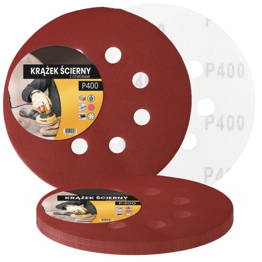 10x brúsny kotúč na suchý zips 125 mm P400 otvory kotúče kotúče brúsny kotúč