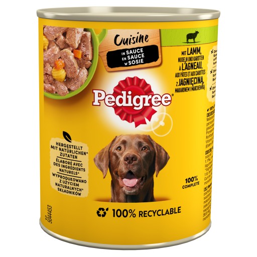 PEDIGREE mokré krmivo pre psov s jahňacím v omáčke, konzerva, 800 g