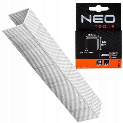 NEO TRVALÉ SVORKY 11,3X14MM 0,7MM 1000KS TYP J DOBRÉ NA ČALÚNENIE 16-514