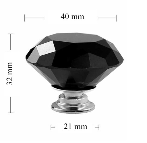 KRIŠTÁĽOVÝ NÁBYTOK ÚCHYTKA 40mm ČIERNA