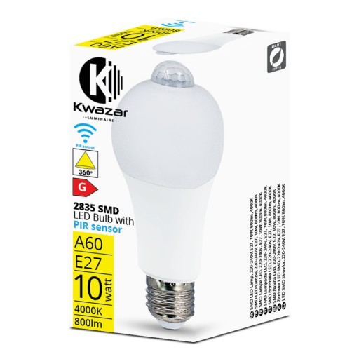 LED ŽIAROVKA SENZOR POHYBU A SÚMRAK PIR A65 E27 10W NEUTR.