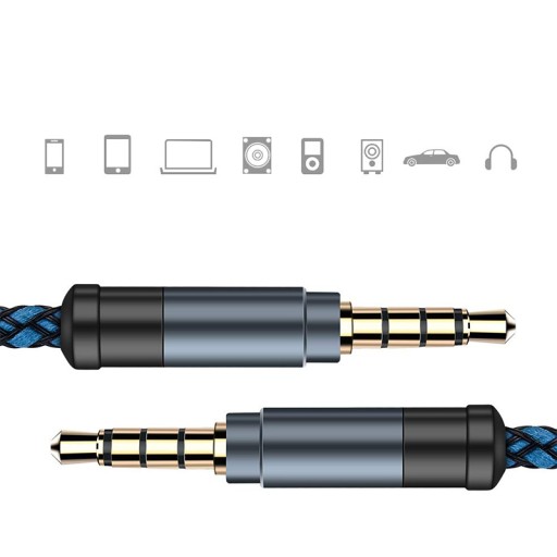 KÁBEL AUDIO MINI KONEKTOR 3,5 MM AUX KÁBEL DLHÝ PEVNÝ VYZTUŽENÝ NYLON 1,5 m