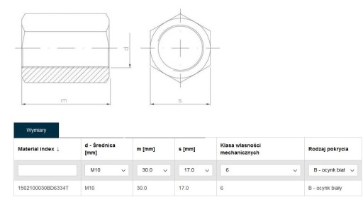 Spojovacia matica M10 1 ks. M10-64
