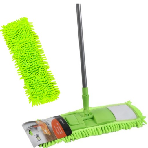 PLOCHÝ MOP ŽENILKOVÝ MIKROFIBER TELESKOPICKÁ TYČ SILNÁ HRUBÁ ŽENYLKA S POVRCHOM
