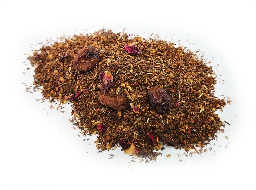 Červený listový čaj ROOIBOS LISTY BRUSNICE RUŽE bez kofeínu - 50 g
